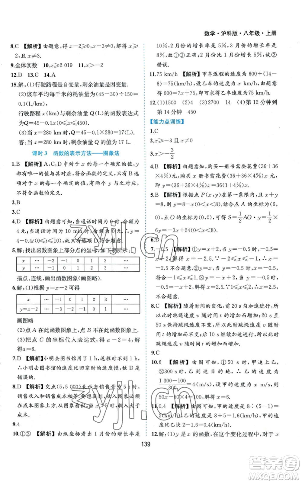 黃山書社2022新編基礎(chǔ)訓(xùn)練八年級(jí)上冊數(shù)學(xué)滬科版參考答案