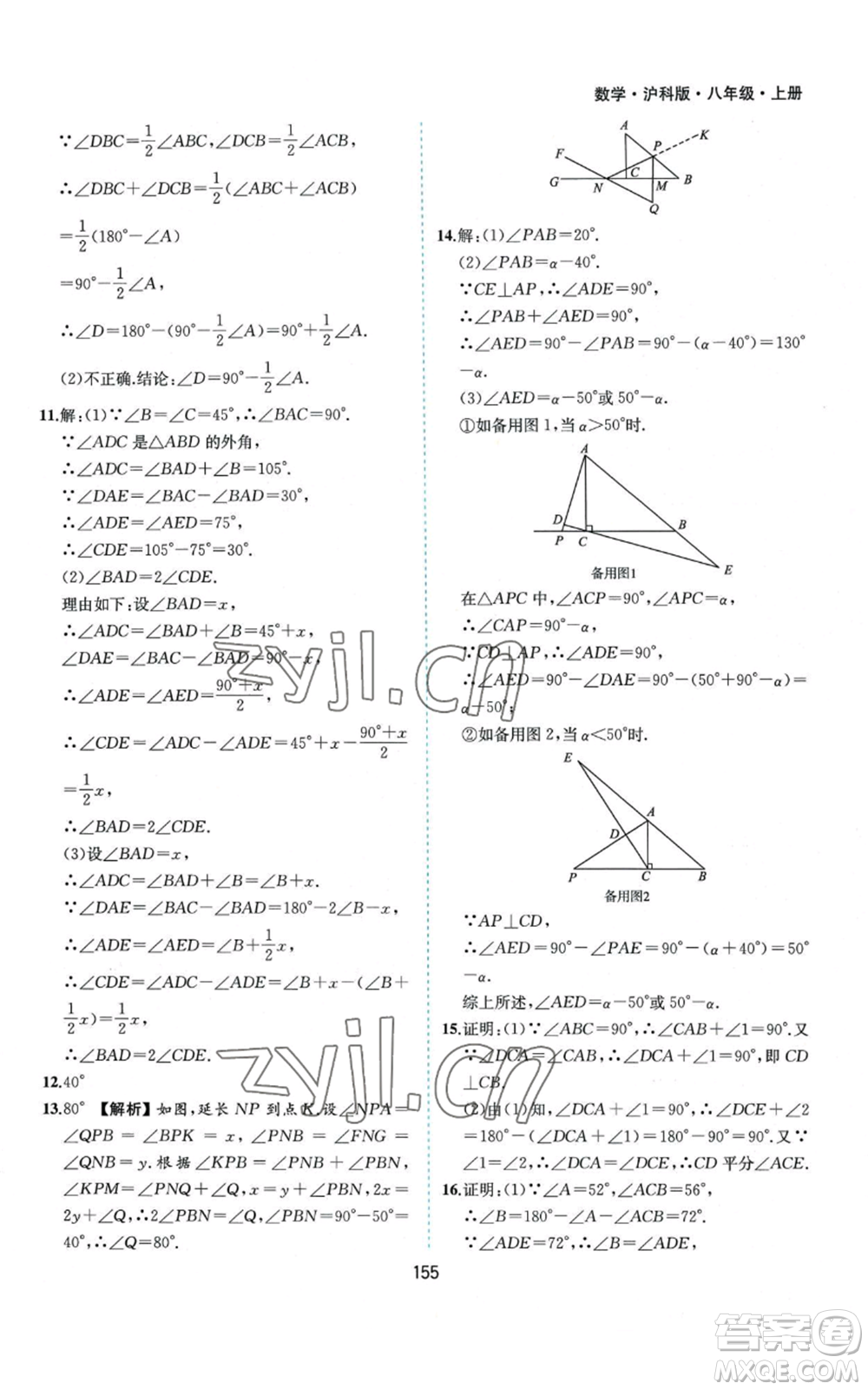 黃山書社2022新編基礎(chǔ)訓(xùn)練八年級(jí)上冊數(shù)學(xué)滬科版參考答案