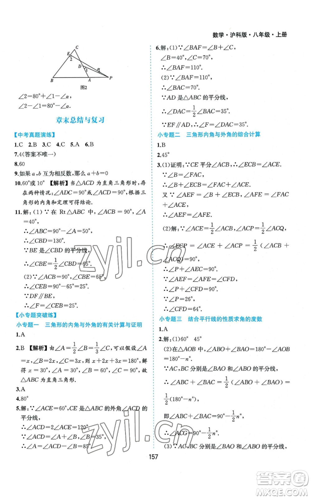 黃山書社2022新編基礎(chǔ)訓(xùn)練八年級(jí)上冊數(shù)學(xué)滬科版參考答案