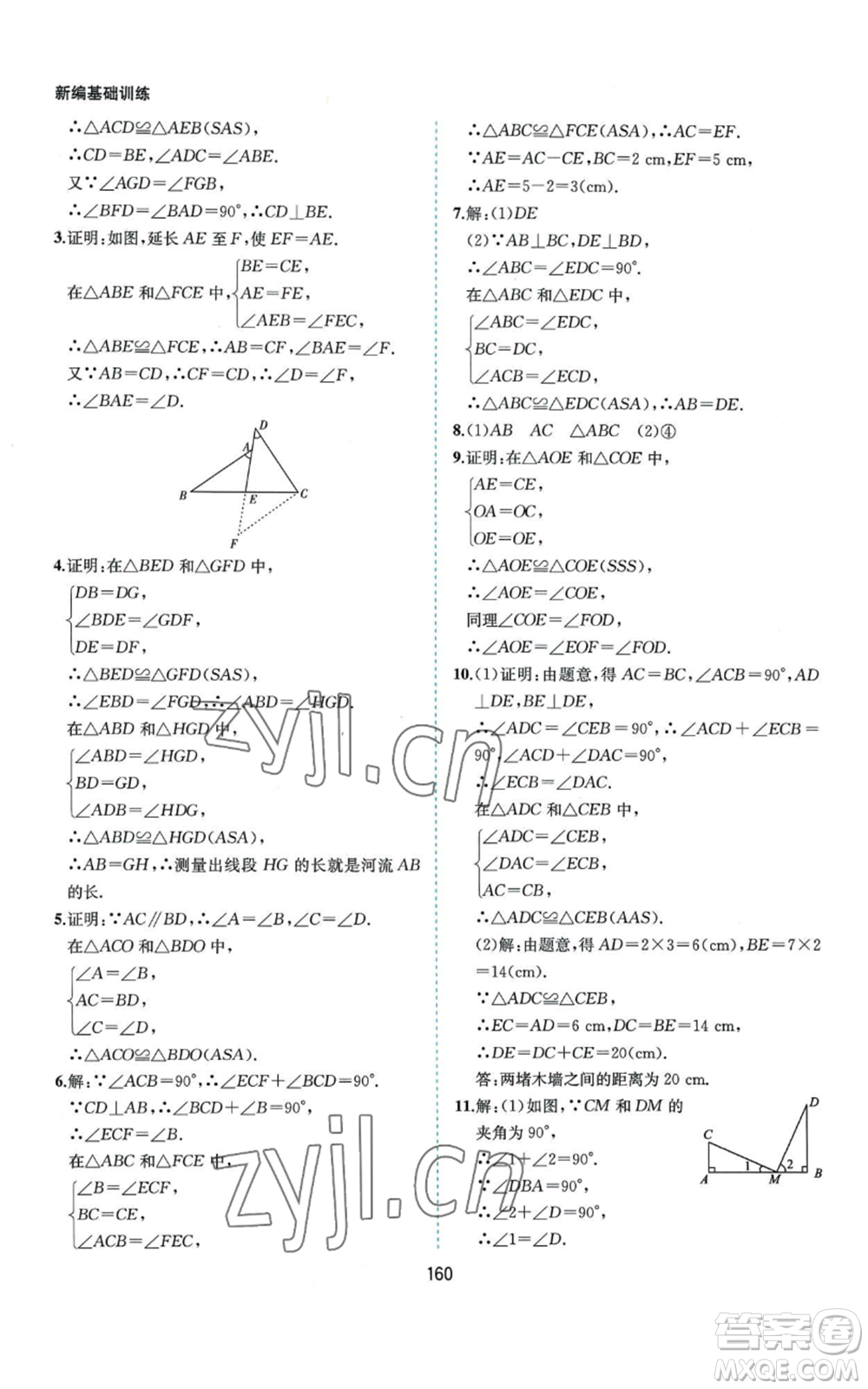 黃山書社2022新編基礎(chǔ)訓(xùn)練八年級(jí)上冊數(shù)學(xué)滬科版參考答案