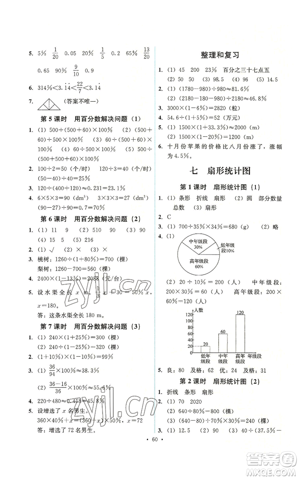 人民教育出版社2022能力培養(yǎng)與測試六年級上冊數學人教版湖南專版參考答案