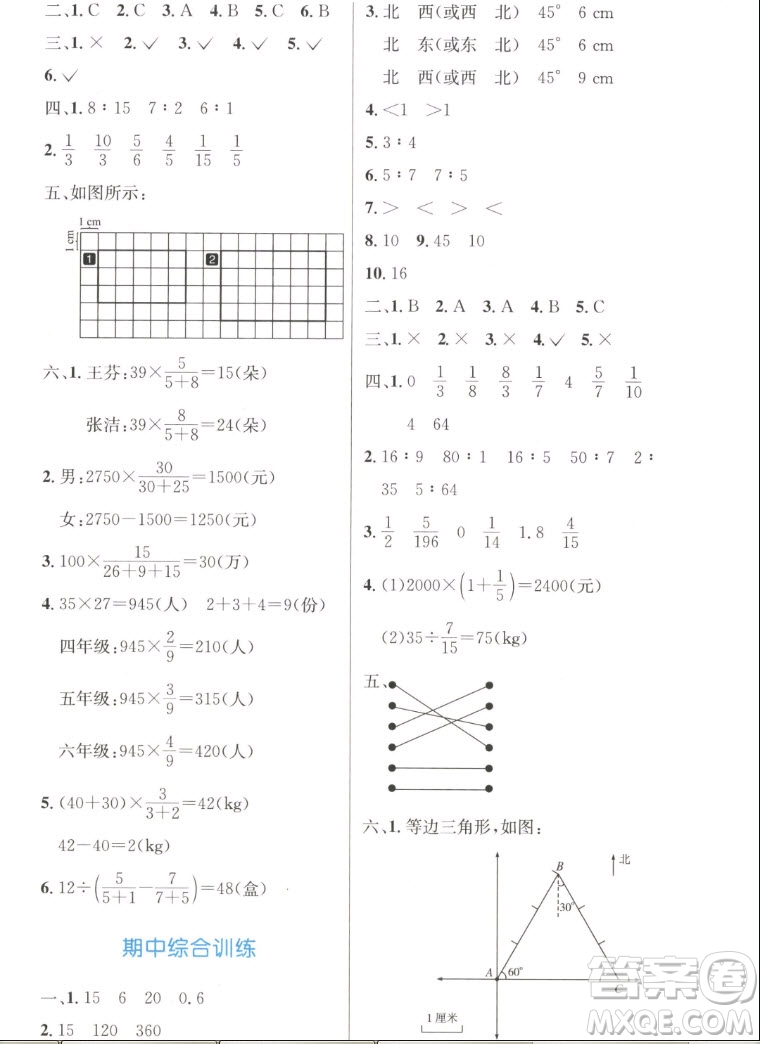 人民教育出版社2022秋小學(xué)同步測(cè)控優(yōu)化設(shè)計(jì)數(shù)學(xué)六年級(jí)上冊(cè)增強(qiáng)版答案