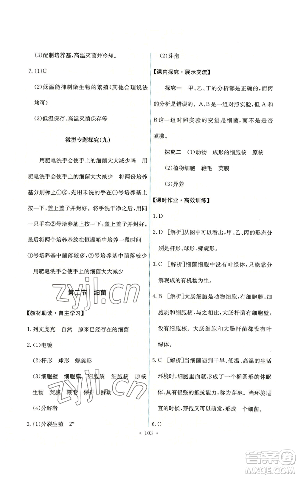 人民教育出版社2022能力培養(yǎng)與測(cè)試八年級(jí)上冊(cè)生物學(xué)人教版參考答案