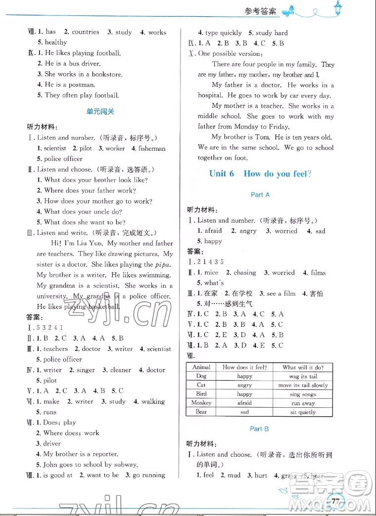 人民教育出版社2022秋小學(xué)同步測控優(yōu)化設(shè)計英語六年級上冊福建版答案