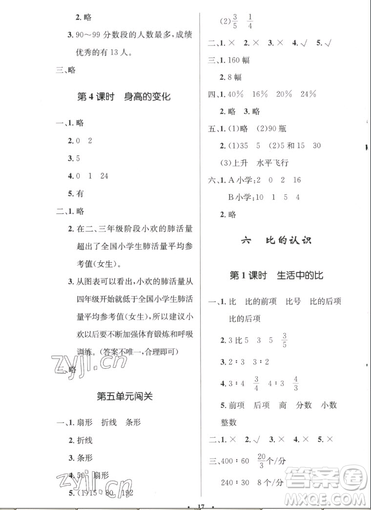 北京師范大學(xué)出版社2022秋小學(xué)同步測(cè)控優(yōu)化設(shè)計(jì)數(shù)學(xué)六年級(jí)上冊(cè)北師大版答案