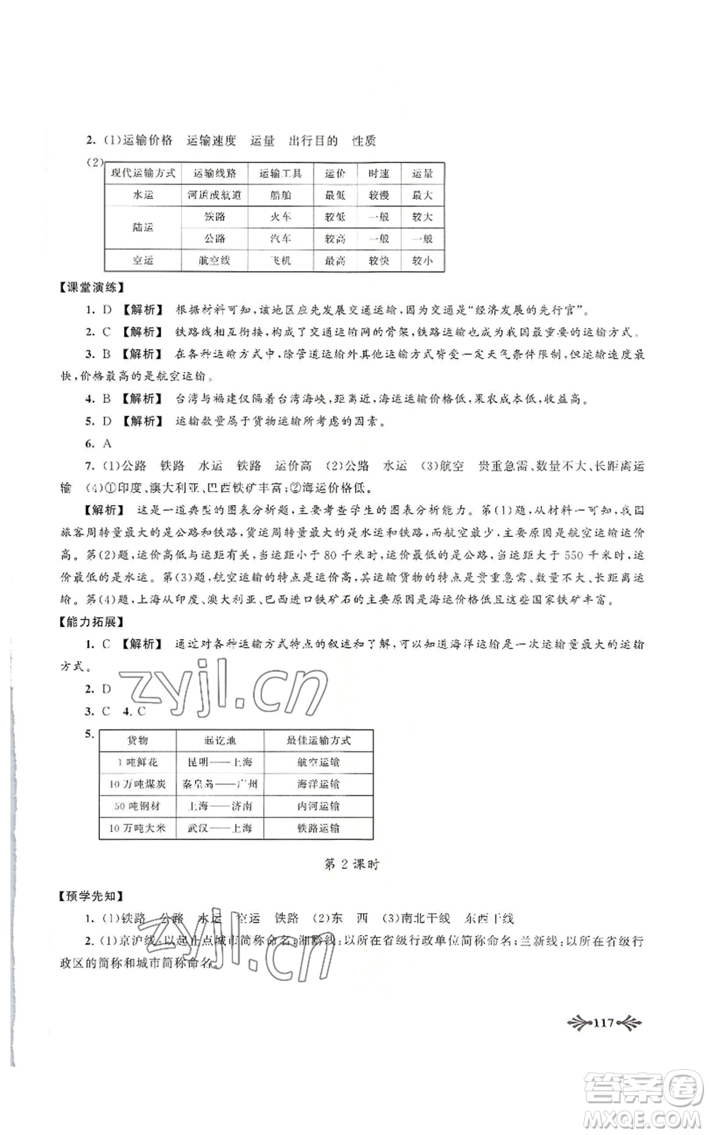 黃山書社2022自主學(xué)習(xí)當(dāng)堂反饋八年級上冊地理人教版參考答案