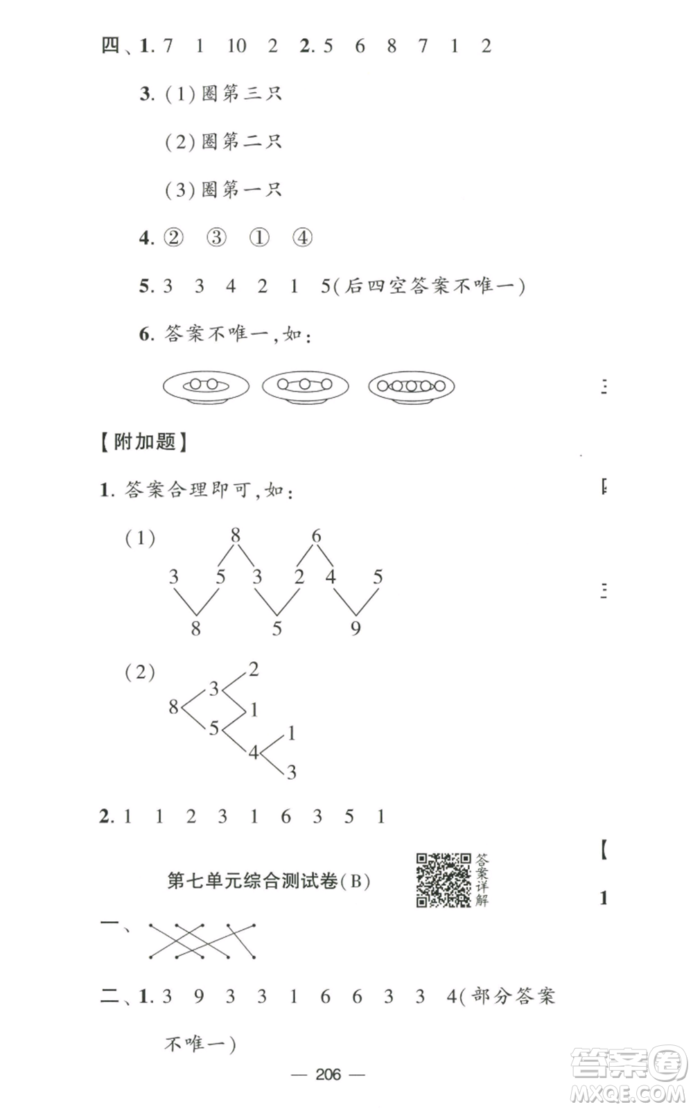 寧夏人民教育出版社2022學(xué)霸提優(yōu)大試卷一年級(jí)上冊數(shù)學(xué)江蘇版江蘇國標(biāo)參考答案