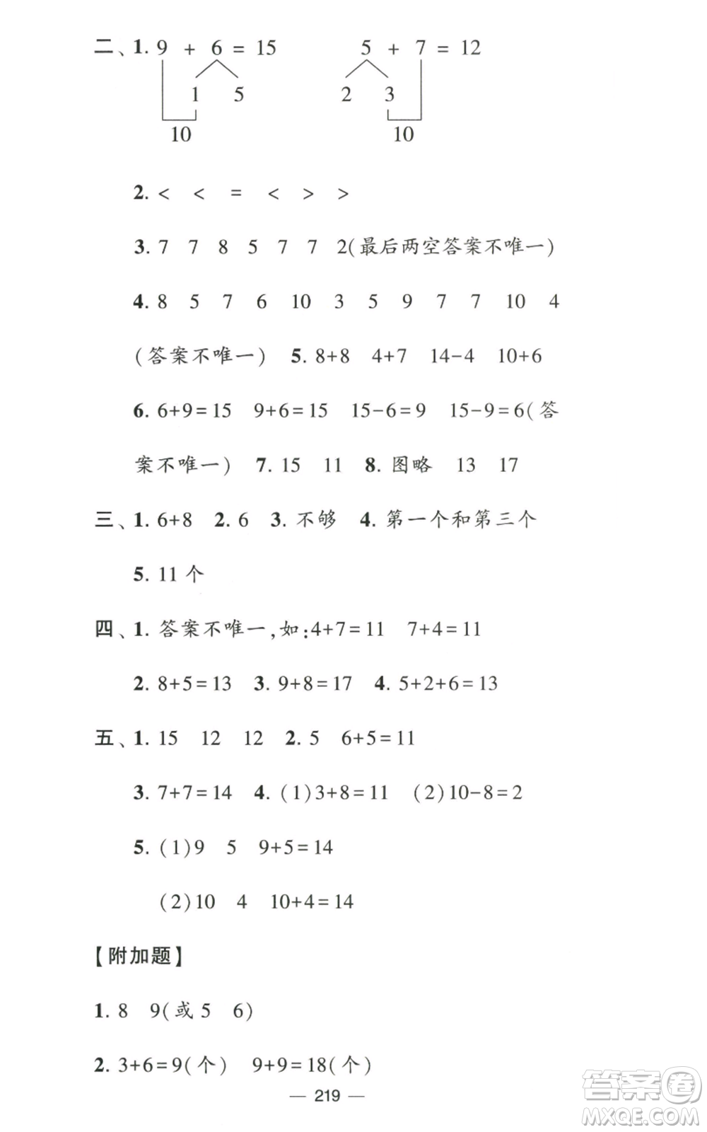 寧夏人民教育出版社2022學(xué)霸提優(yōu)大試卷一年級(jí)上冊數(shù)學(xué)江蘇版江蘇國標(biāo)參考答案