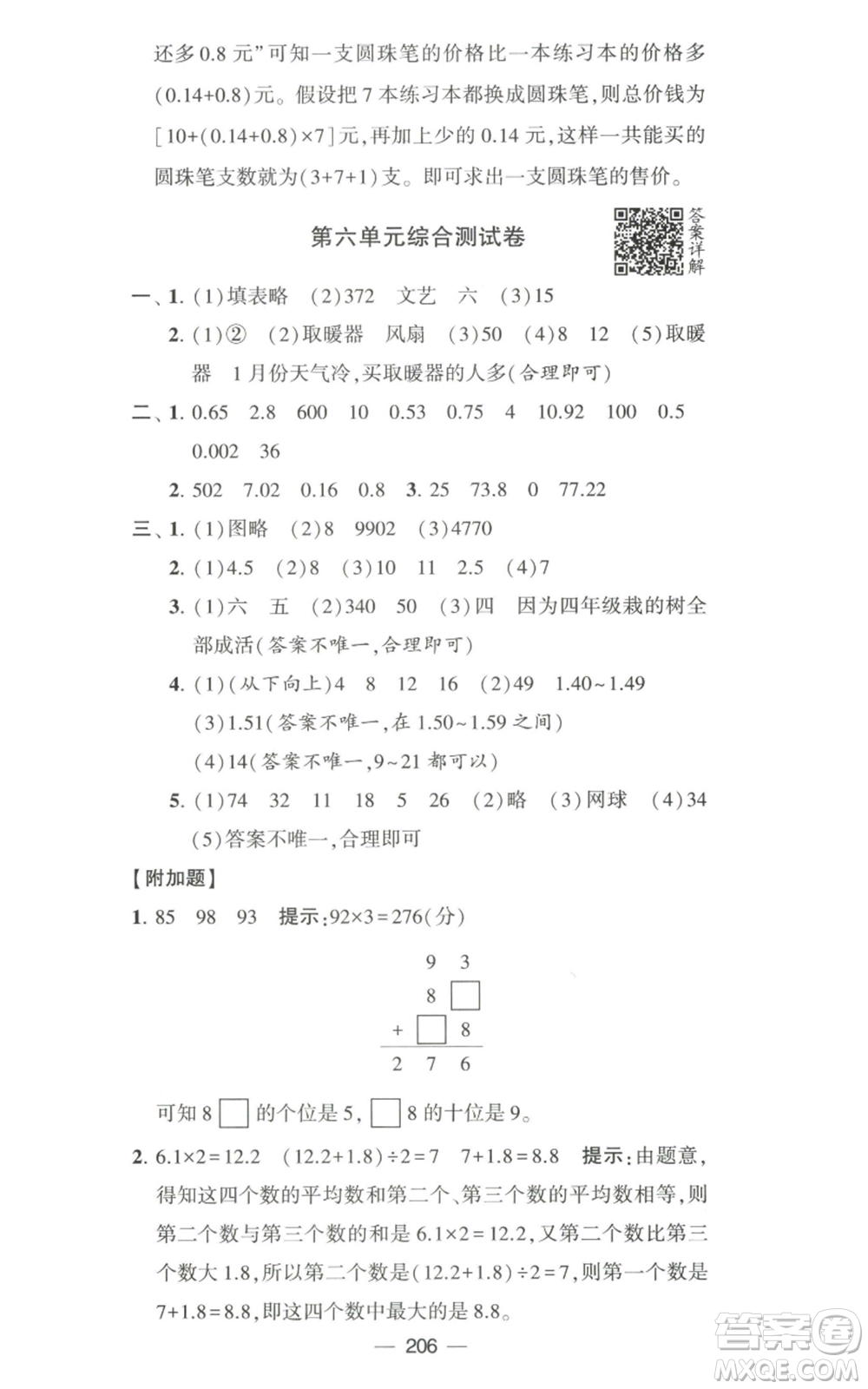 寧夏人民教育出版社2022學(xué)霸提優(yōu)大試卷五年級上冊數(shù)學(xué)江蘇版江蘇國標(biāo)參考答案