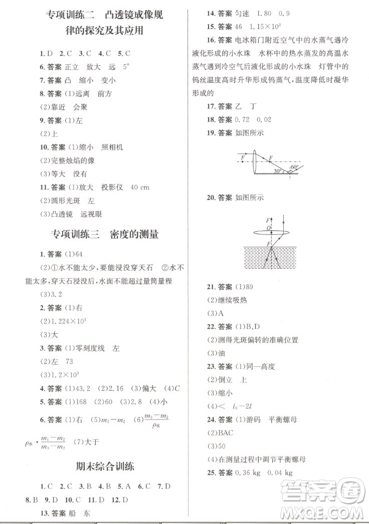 人民教育出版社2022秋初中同步測控優(yōu)化設(shè)計(jì)物理八年級上冊人教版答案