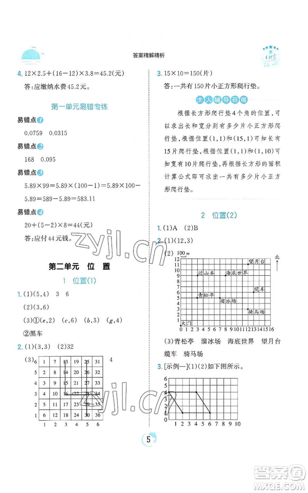 江西人民出版社2022王朝霞德才兼?zhèn)渥鳂I(yè)創(chuàng)新設(shè)計(jì)五年級(jí)上冊(cè)數(shù)學(xué)人教版參考答案