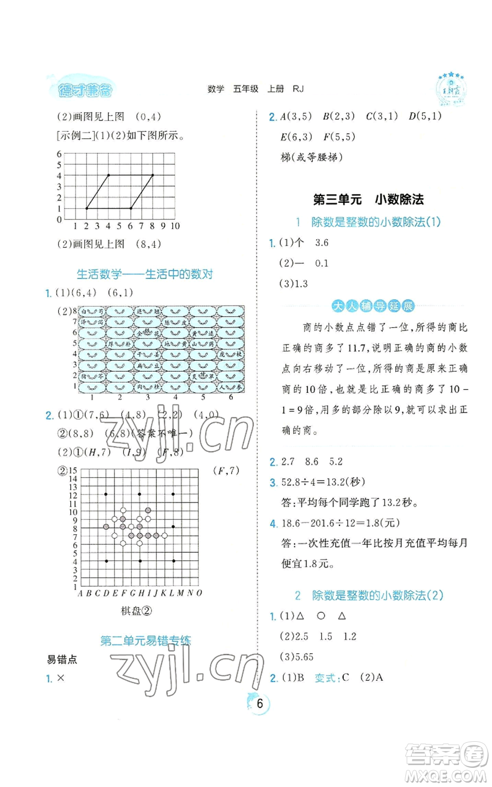 江西人民出版社2022王朝霞德才兼?zhèn)渥鳂I(yè)創(chuàng)新設(shè)計(jì)五年級(jí)上冊(cè)數(shù)學(xué)人教版參考答案