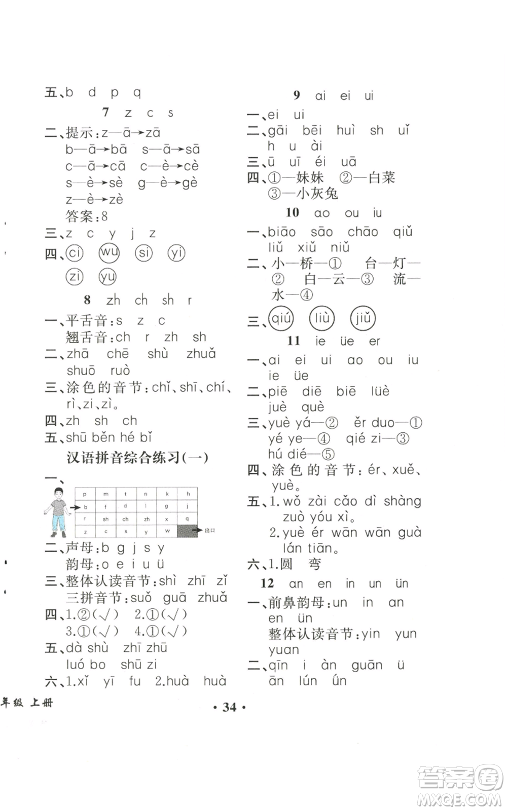 人民教育出版社2022勝券在握同步解析與測評課堂鞏固練習(xí)一年級上冊語文人教版重慶專版參考答案