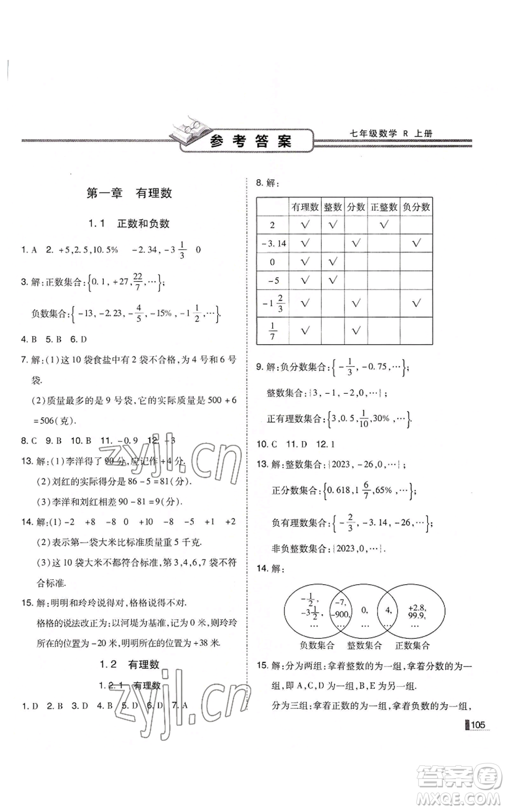 北方婦女兒童出版社2022勝券在握遼寧作業(yè)分層培優(yōu)學案七年級上冊數(shù)學人教版參考答案