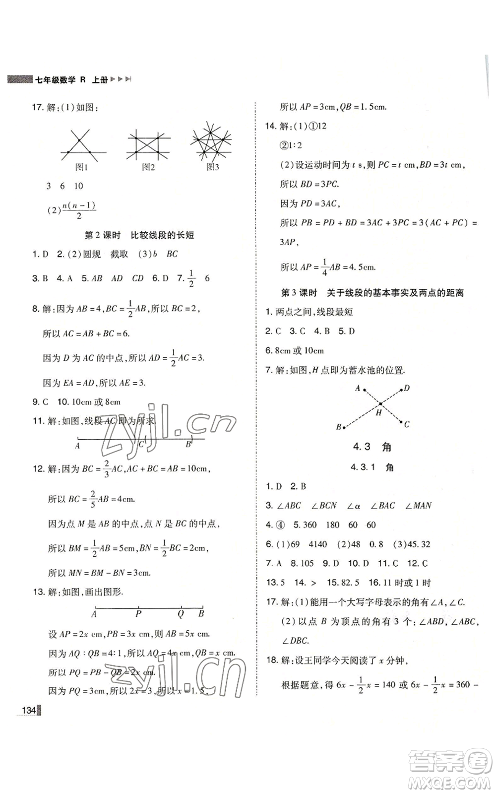 北方婦女兒童出版社2022勝券在握遼寧作業(yè)分層培優(yōu)學案七年級上冊數(shù)學人教版參考答案