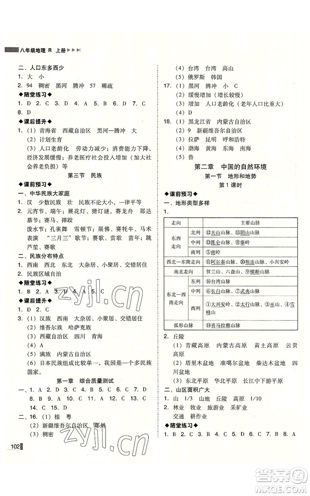 延邊大學出版社2022勝券在握遼寧作業(yè)分層培優(yōu)學案八年級上冊地理人教版參考答案