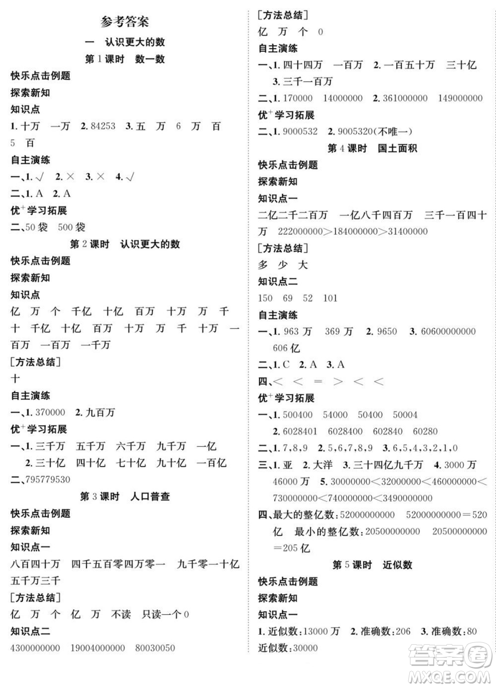 合肥工業(yè)大學(xué)出版社2022快樂學(xué)習(xí)隨堂練數(shù)學(xué)四年級上冊BS北師版答案