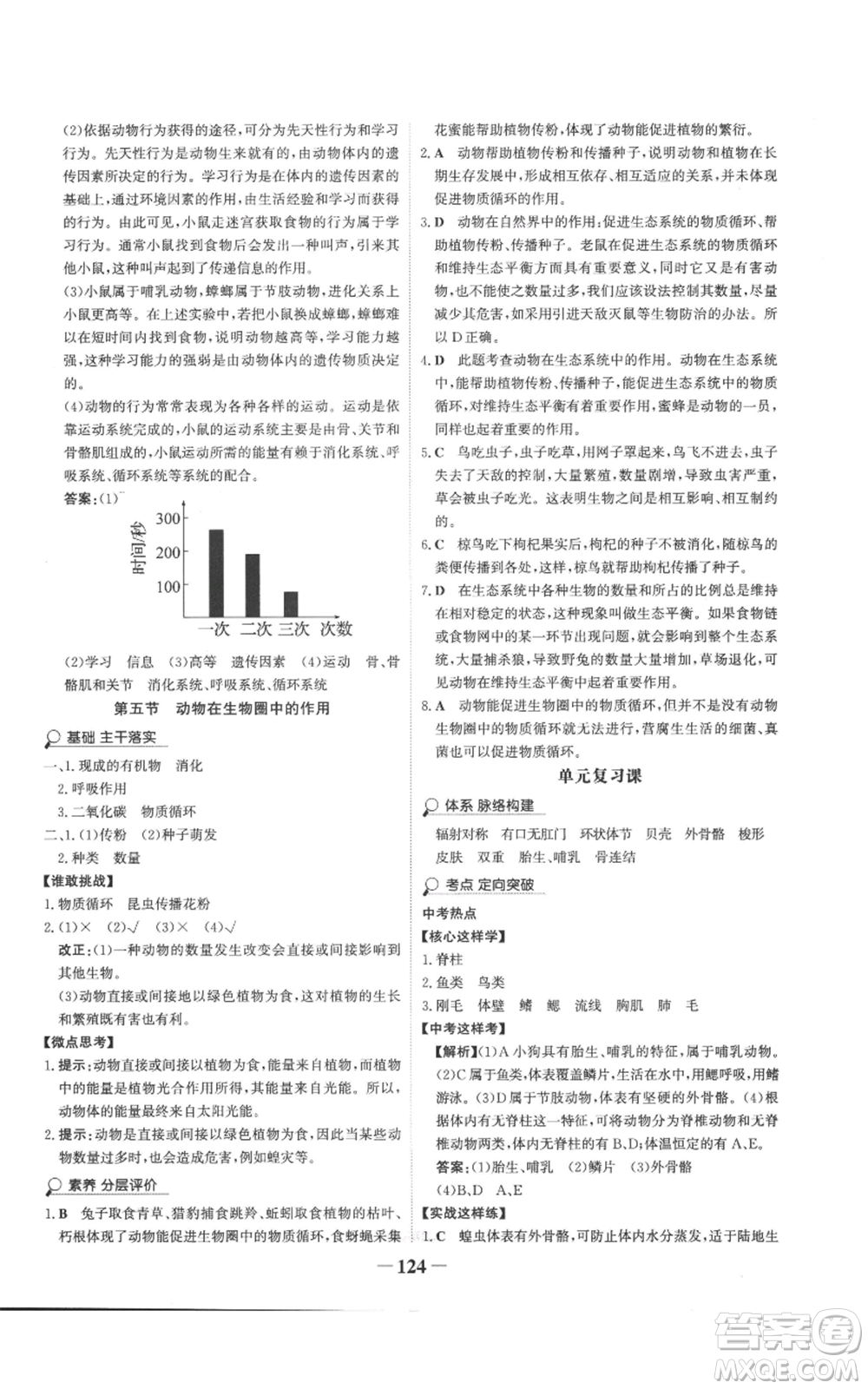 未來出版社2022世紀金榜金榜學案七年級上冊生物濟南版參考答案