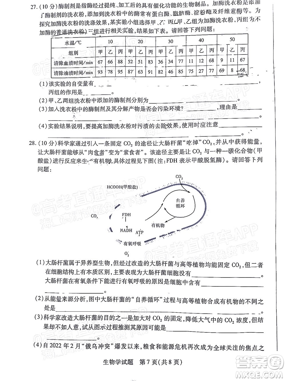 皖豫名校聯(lián)盟2023屆高中畢業(yè)班第一次考試生物學(xué)試題及答案