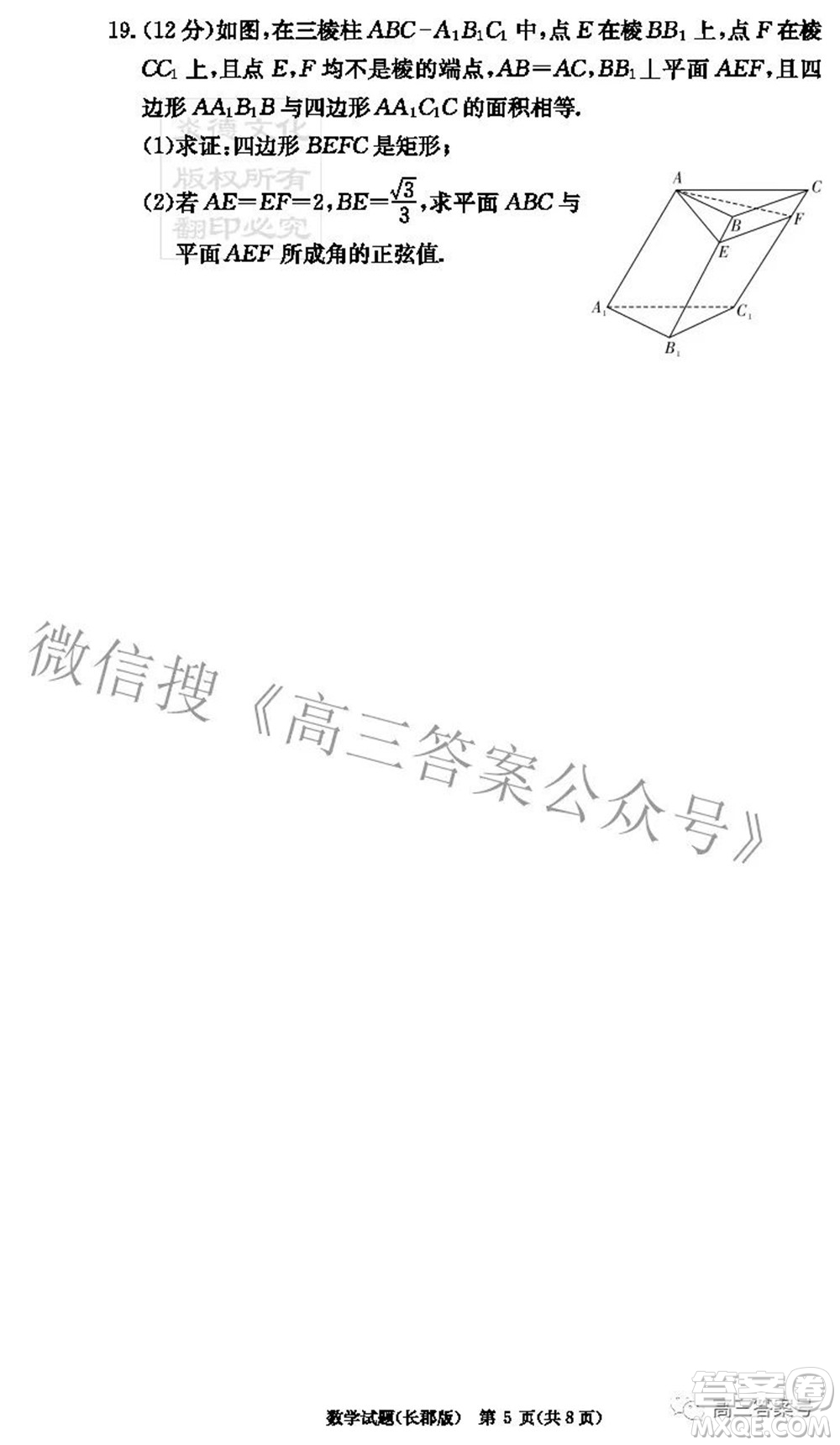 長(zhǎng)郡中學(xué)2023屆高三月考試卷二數(shù)學(xué)試題及答案