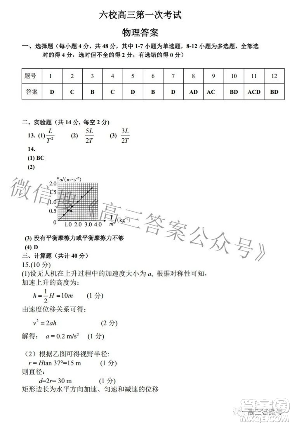 江西省六校2023屆高三10月聯(lián)考物理試題及答案