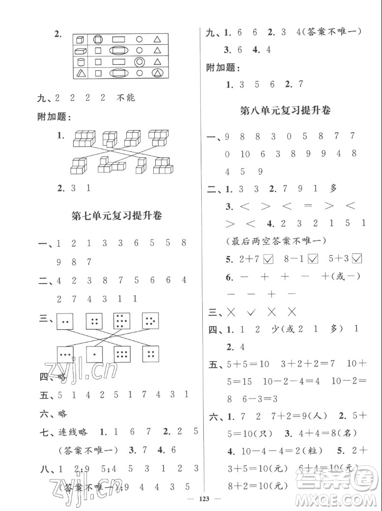 延邊大學(xué)出版社2022秋江蘇好卷一年級數(shù)學(xué)上冊蘇教版答案