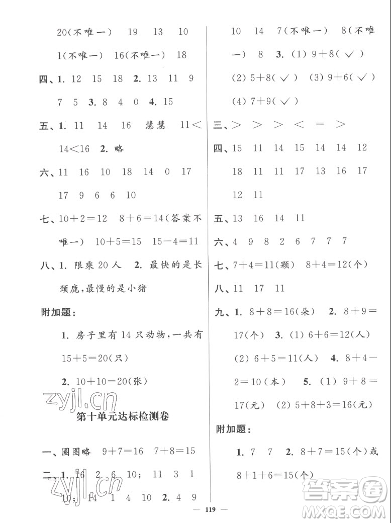 延邊大學(xué)出版社2022秋江蘇好卷一年級數(shù)學(xué)上冊蘇教版答案