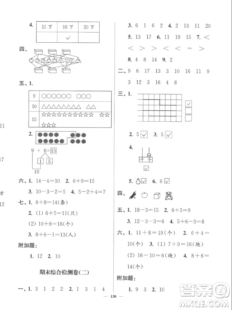 延邊大學(xué)出版社2022秋江蘇好卷一年級數(shù)學(xué)上冊蘇教版答案