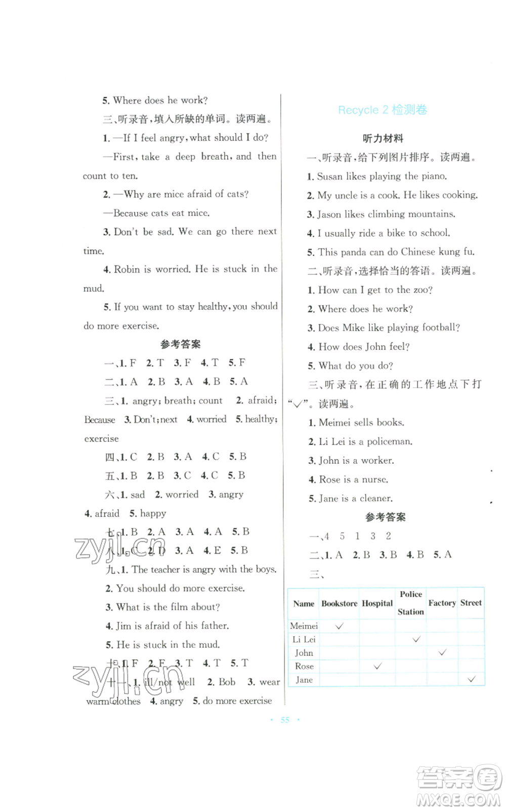 青海人民出版社2022快樂練練吧同步練習(xí)六年級上冊三年級起點英語人教版青海專版參考答案