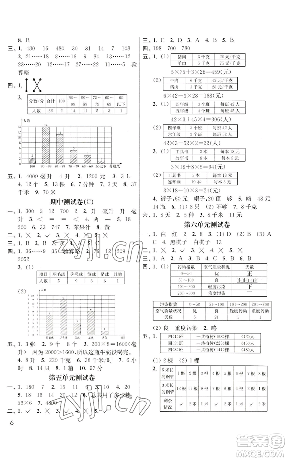 東南大學(xué)出版社2022金3練四年級(jí)上冊(cè)數(shù)學(xué)江蘇版參考答案