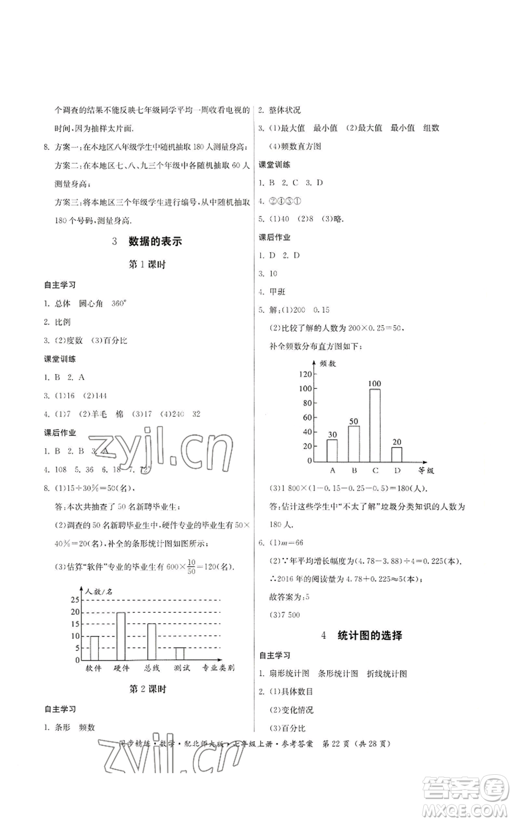 廣東人民出版社2022同步精練七年級上冊數(shù)學(xué)北師大版參考答案