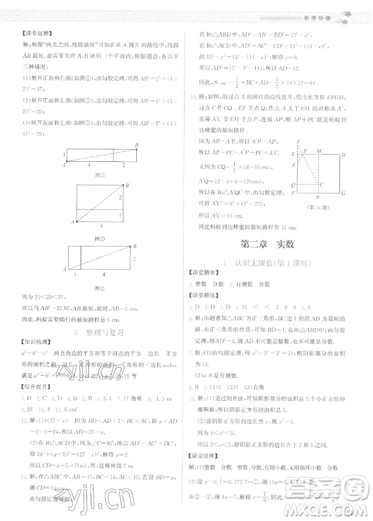 北京師范大學(xué)出版社2022秋課堂精練數(shù)學(xué)八年級(jí)上冊(cè)北師大版云南專版答案