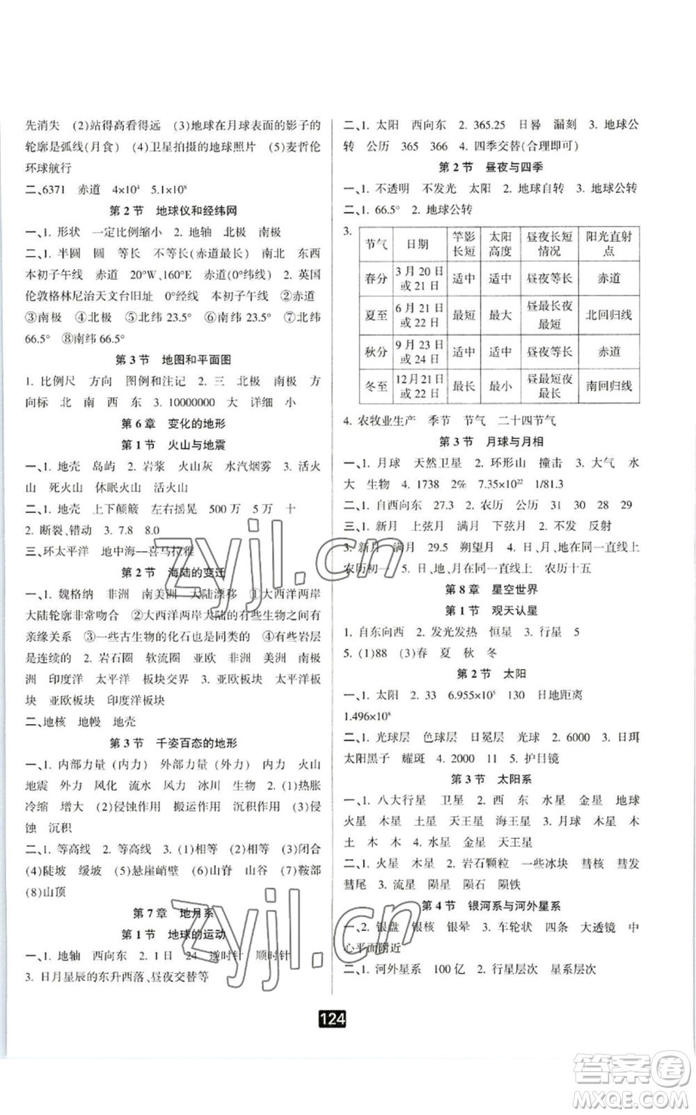 延邊人民出版社2022勵(lì)耘書(shū)業(yè)勵(lì)耘新同步七年級(jí)上冊(cè)科學(xué)華師大版A本參考答案