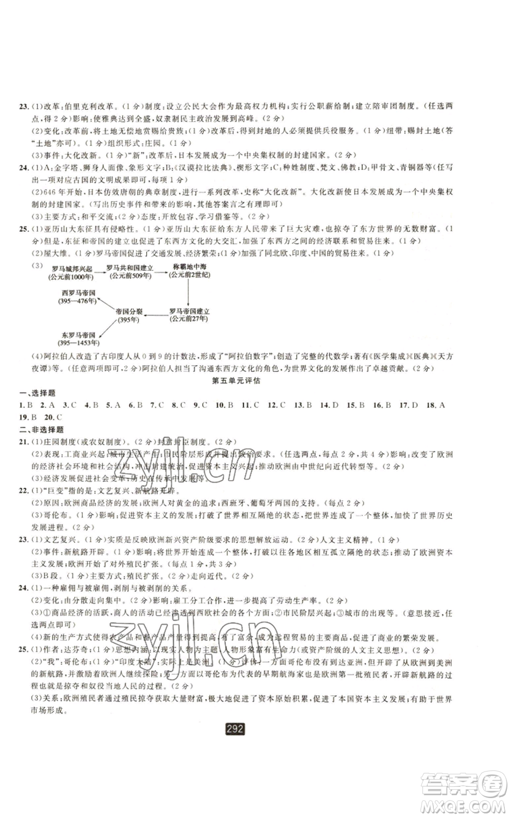 延邊人民出版社2022勵(lì)耘書(shū)業(yè)勵(lì)耘新同步九年級(jí)歷史與社會(huì)通用版A本參考答案