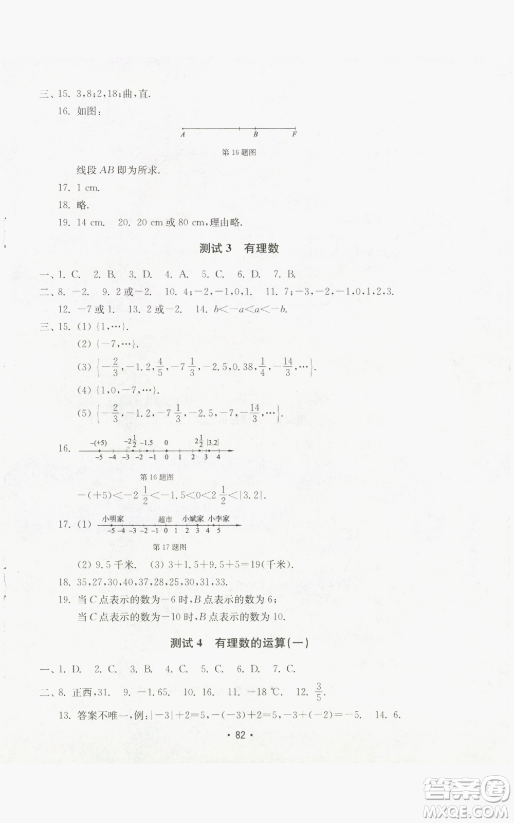 山東教育出版社2022初中基礎(chǔ)訓(xùn)練七年級上冊數(shù)學(xué)人教版參考答案