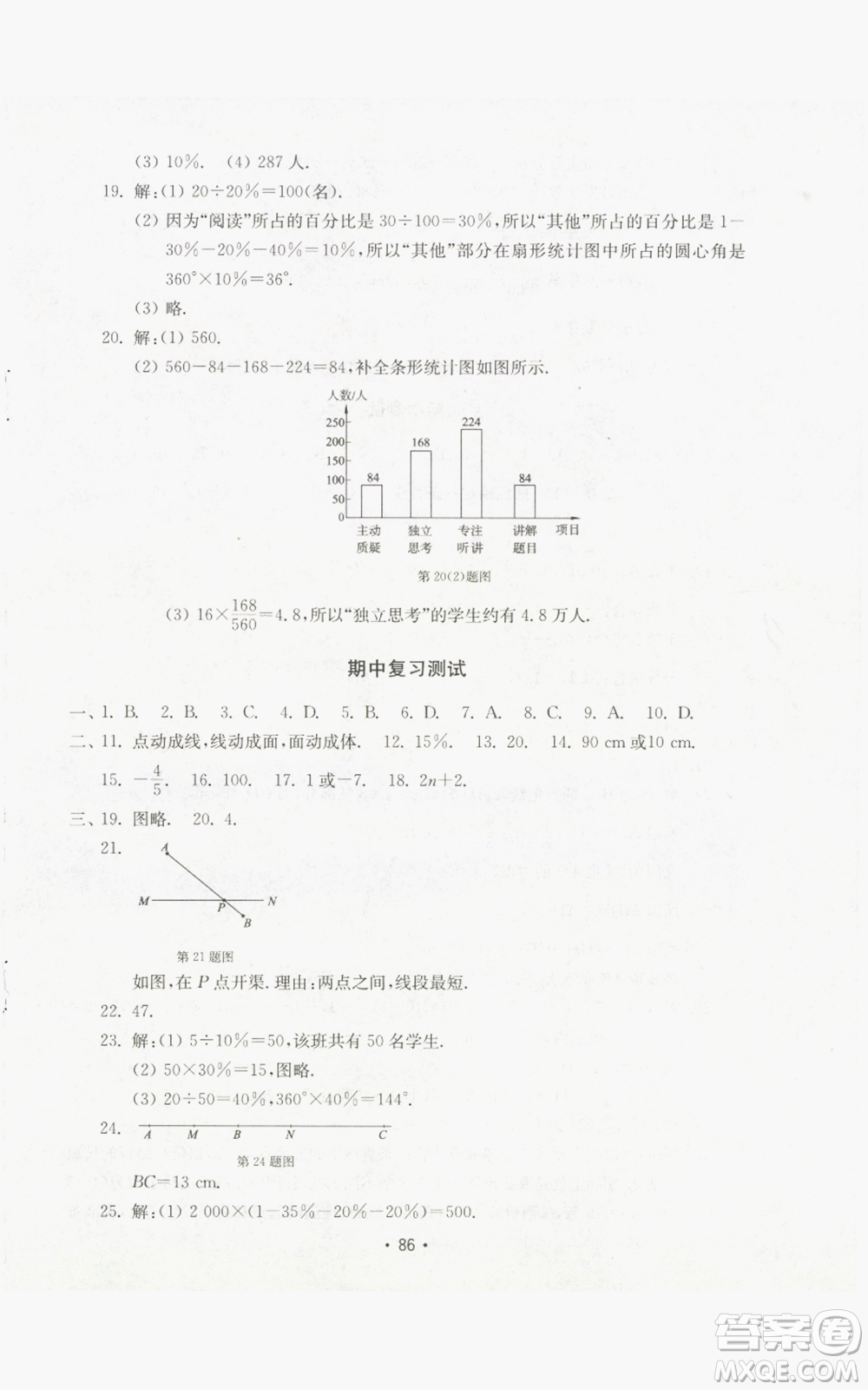 山東教育出版社2022初中基礎(chǔ)訓(xùn)練七年級上冊數(shù)學(xué)人教版參考答案