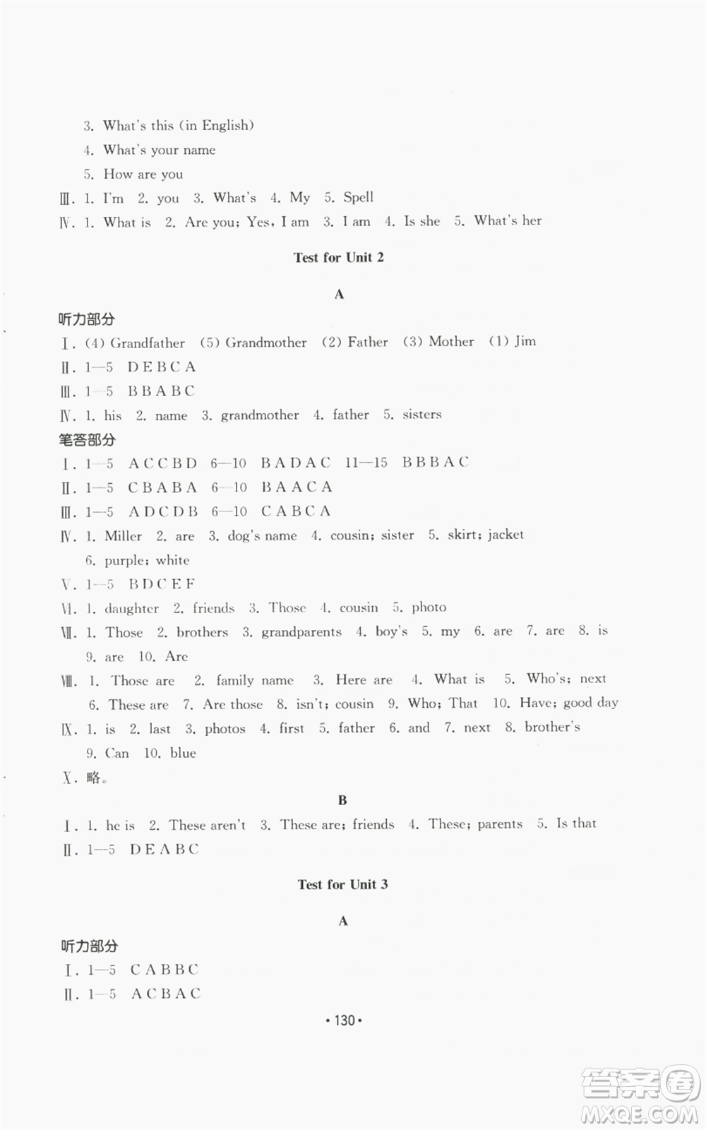 山東教育出版社2022初中基礎(chǔ)訓(xùn)練七年級(jí)上冊(cè)英語人教版參考答案