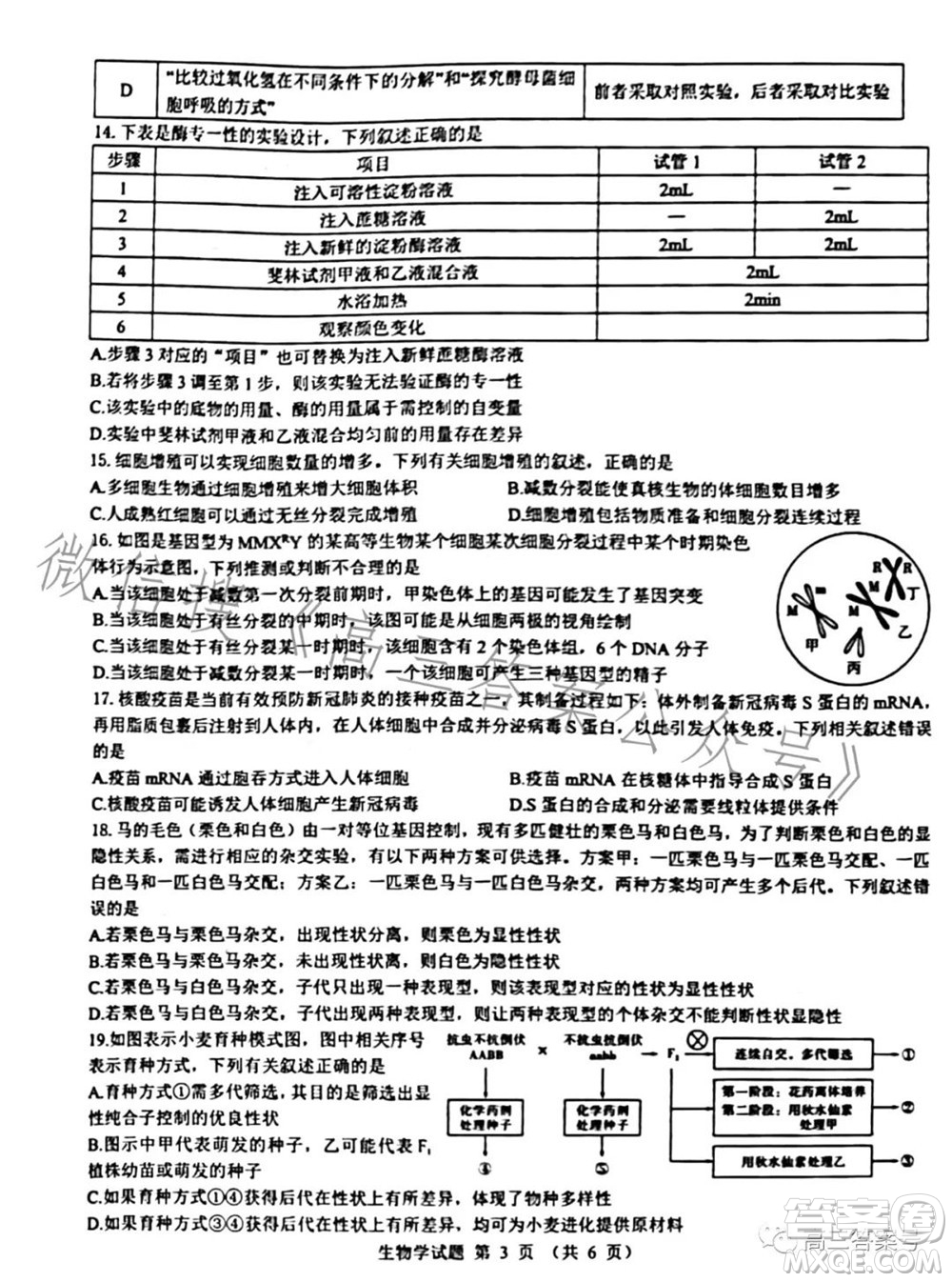 2023屆三重教育山西高三10月聯(lián)考生物學(xué)試卷及答案