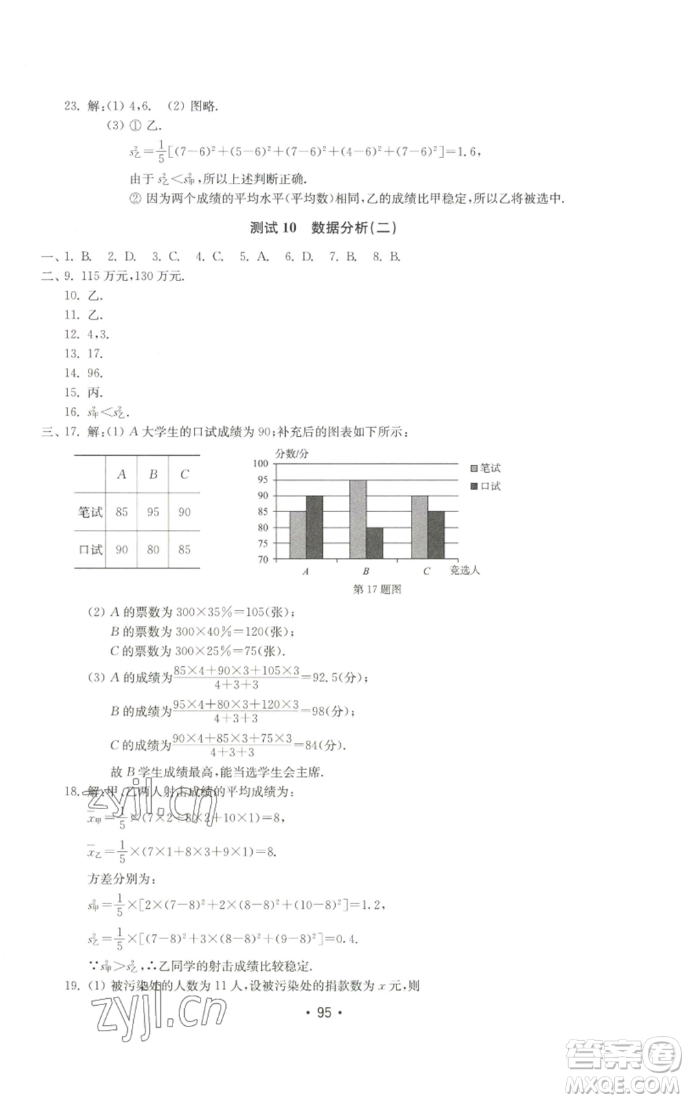 山東教育出版社2022初中基礎訓練八年級上冊數(shù)學人教版參考答案