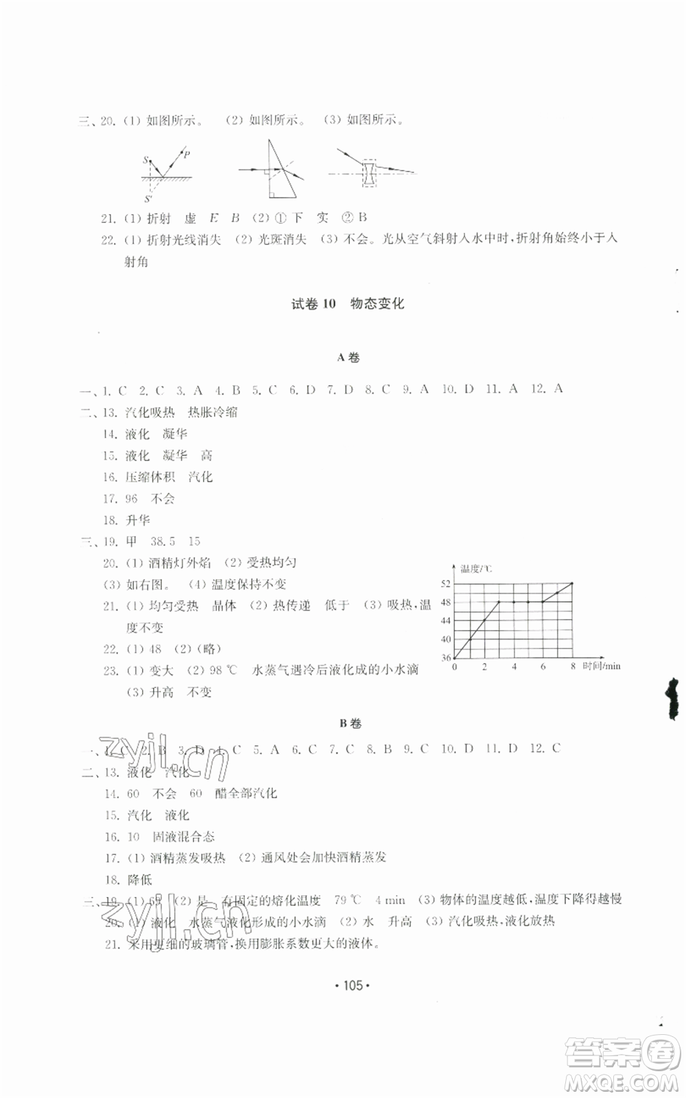 山東教育出版社2022初中基礎(chǔ)訓(xùn)練八年級上冊物理人教版參考答案