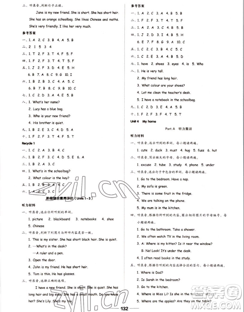 山東科學(xué)技術(shù)出版社2022秋新思維伴你學(xué)測(cè)試卷四年級(jí)上冊(cè)英語(yǔ)人教版答案