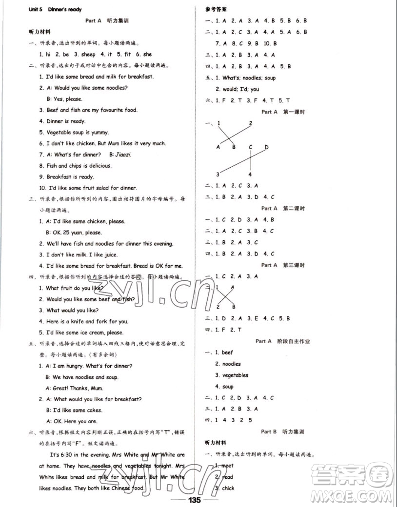 山東科學(xué)技術(shù)出版社2022秋新思維伴你學(xué)測(cè)試卷四年級(jí)上冊(cè)英語(yǔ)人教版答案