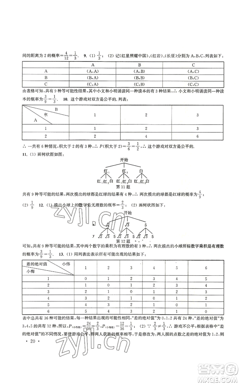 安徽人民出版社2022高效精練九年級(jí)上冊(cè)數(shù)學(xué)蘇科版參考答案