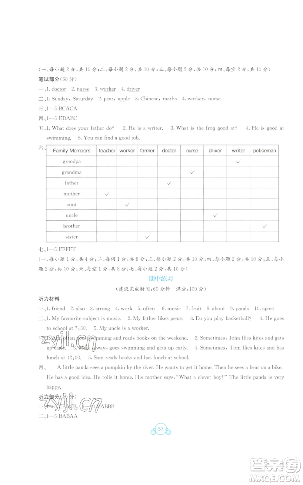 廣西教育出版社2022秋季自主學(xué)習(xí)能力測評單元測試五年級上冊英語通用版C版參考答案