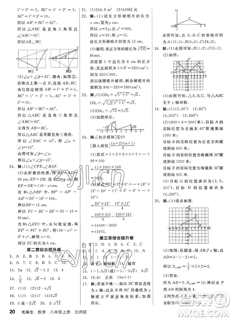 陽光出版社2022秋練就優(yōu)等生同步作業(yè)數(shù)學(xué)八年級上冊BS北師版答案