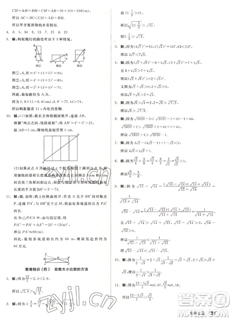 陽光出版社2022秋練就優(yōu)等生同步作業(yè)數(shù)學(xué)八年級上冊BS北師版答案