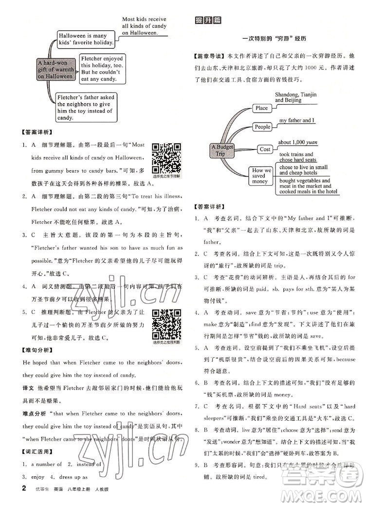 陽光出版社2022秋練就優(yōu)等生英語八年級上冊RJ人教版答案