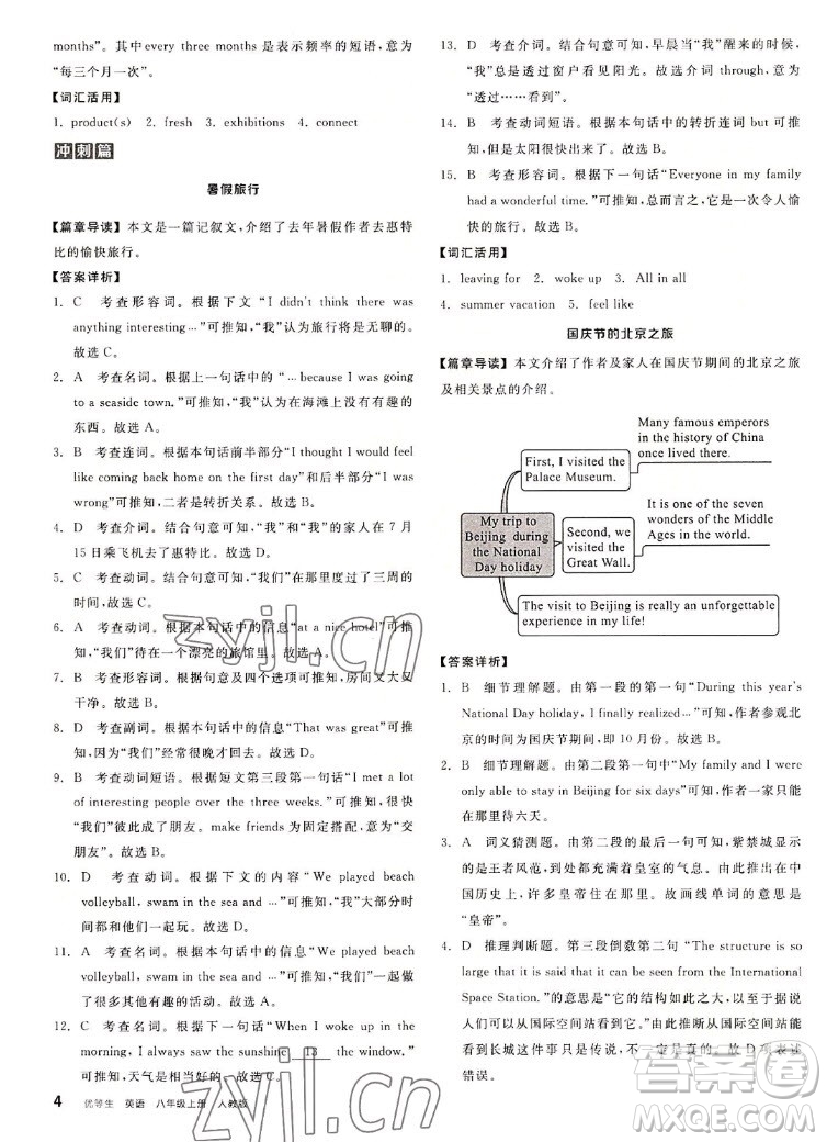 陽光出版社2022秋練就優(yōu)等生英語八年級上冊RJ人教版答案