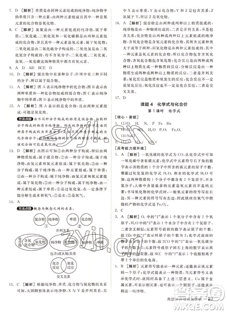 陽(yáng)光出版社2022秋練就優(yōu)等生同步作業(yè)化學(xué)九年級(jí)上冊(cè)RJ人教版答案