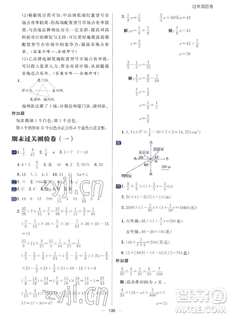 南方出版社2022秋練出好成績(jī)六年級(jí)上冊(cè)數(shù)學(xué)人教版參考答案